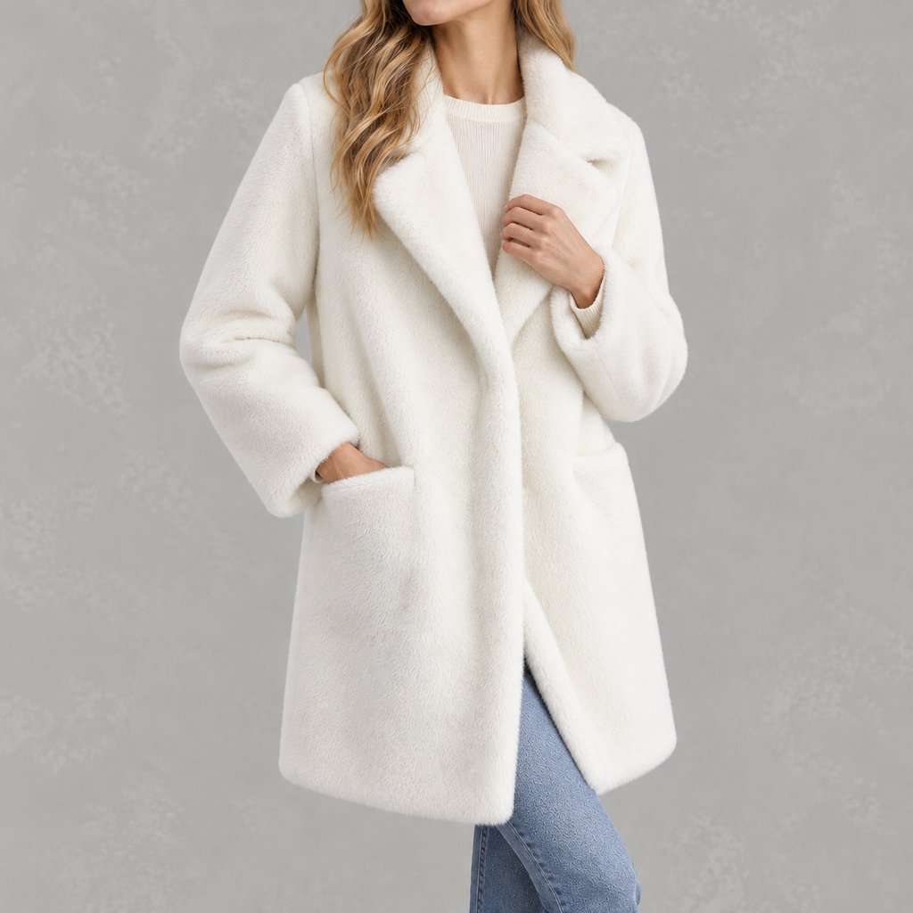 Women’s Faux Fur Coat – Mid-Length Mink Style Winter Coat