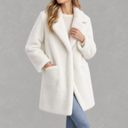 Women’s Faux Fur Coat – Mid-Length Mink Style Winter Coat