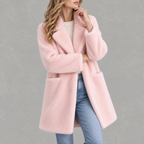 Women’s Faux Fur Coat – Mid-Length Mink Style Winter Coat