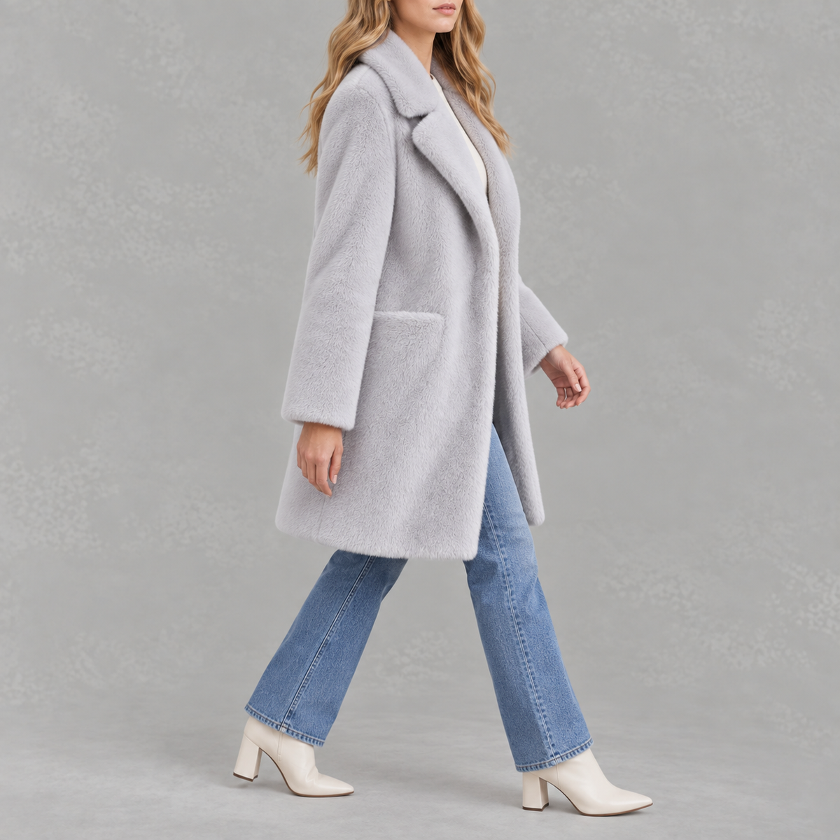Women’s Faux Fur Coat – Mid-Length Mink Style Winter Coat
