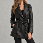Women’s Faux Leather Jacket – Loose Fit Short Coat