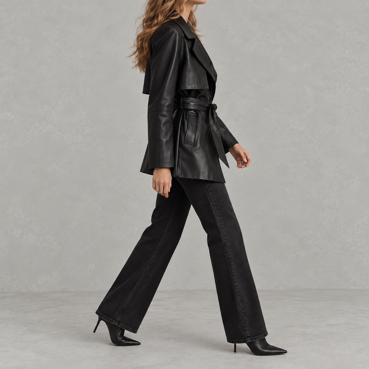 Women’s Faux Leather Jacket – Loose Fit Short Coat