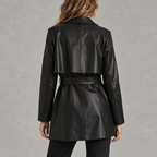 Women’s Faux Leather Jacket – Loose Fit Short Coat