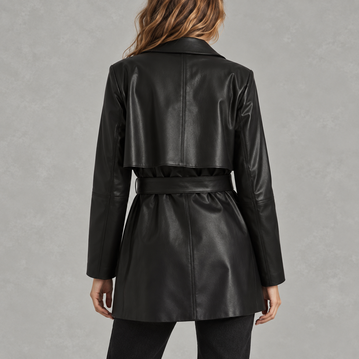 Women’s Faux Leather Jacket – Loose Fit Short Coat