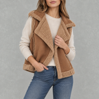 Women’s Fleece Waistcoat – Loose Fit Sleeveless Wool Style Gilet