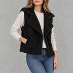 Women’s Fleece Waistcoat – Loose Fit Sleeveless Wool Style Gilet