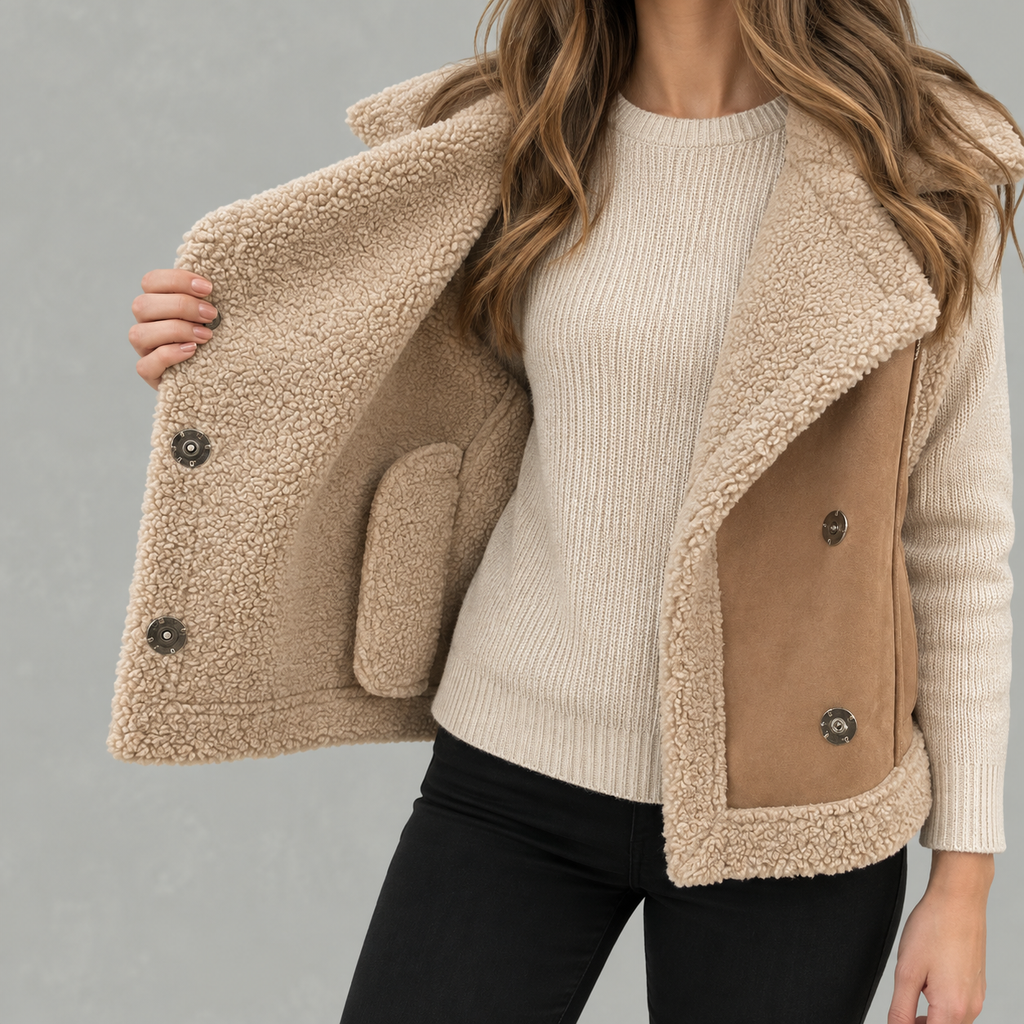 Women’s Fleece Waistcoat – Loose Fit Sleeveless Wool Style Gilet