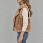 Women’s Fleece Waistcoat – Loose Fit Sleeveless Wool Style Gilet