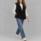 Women’s Fleece Waistcoat – Loose Fit Sleeveless Wool Style Gilet