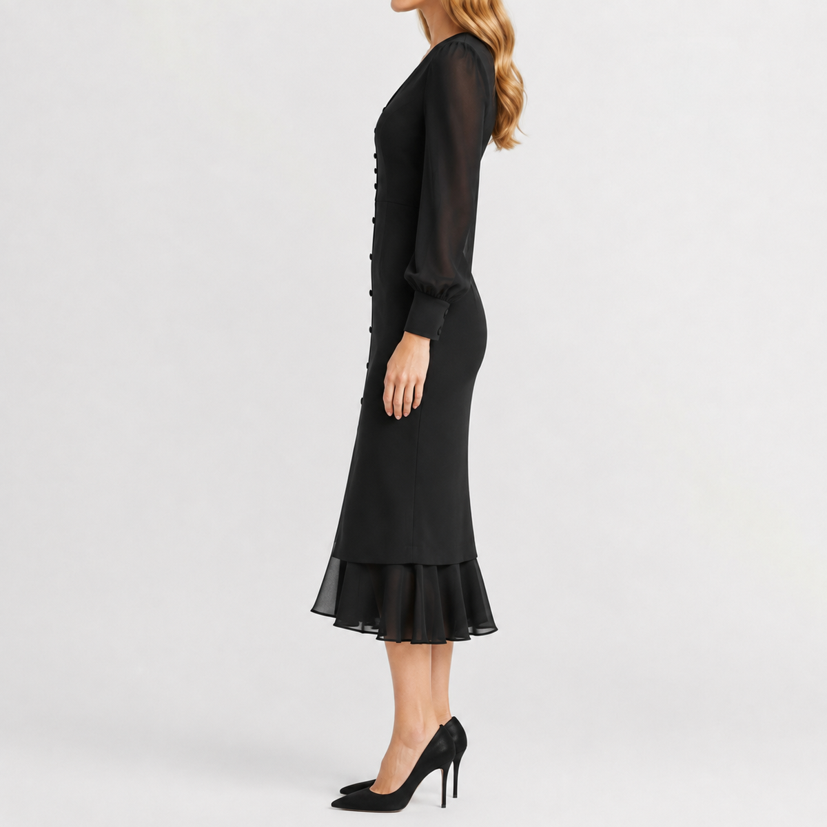 Women’s Winter Dress – French-Inspired Long Sleeve Midi Dress