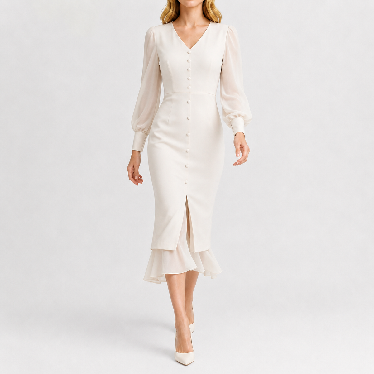 Women’s Winter Dress – French-Inspired Long Sleeve Midi Dress