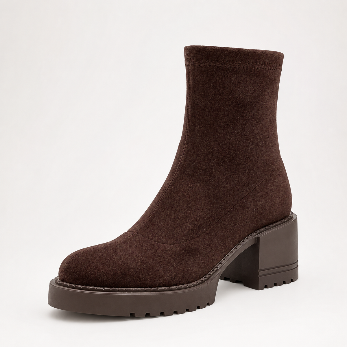 Women’s Ankle Boots – Brown Heeled Chelsea Boots with Side Zip
