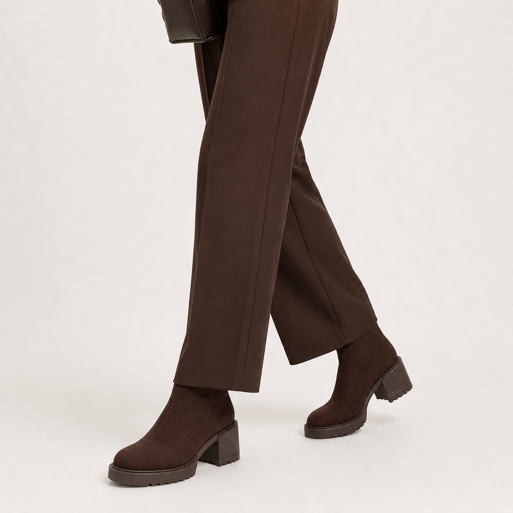 Women’s Ankle Boots – Brown Heeled Chelsea Boots with Side Zip