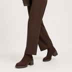 Women’s Ankle Boots – Brown Heeled Chelsea Boots with Side Zip