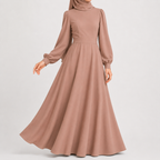 Women’s Maxi Dress – High Waist Lantern Sleeve Long Dress