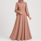 Women’s Maxi Dress – High Waist Lantern Sleeve Long Dress