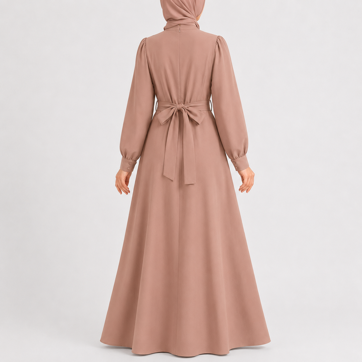 Women’s Maxi Dress – High Waist Lantern Sleeve Long Dress
