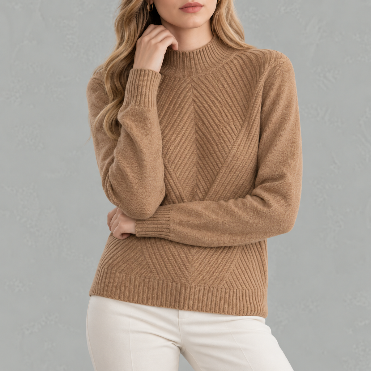 Women’s Jumper – Half Turtleneck Long Sleeve Knitted Jumper