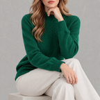Women’s Jumper – Half Turtleneck Long Sleeve Knitted Jumper