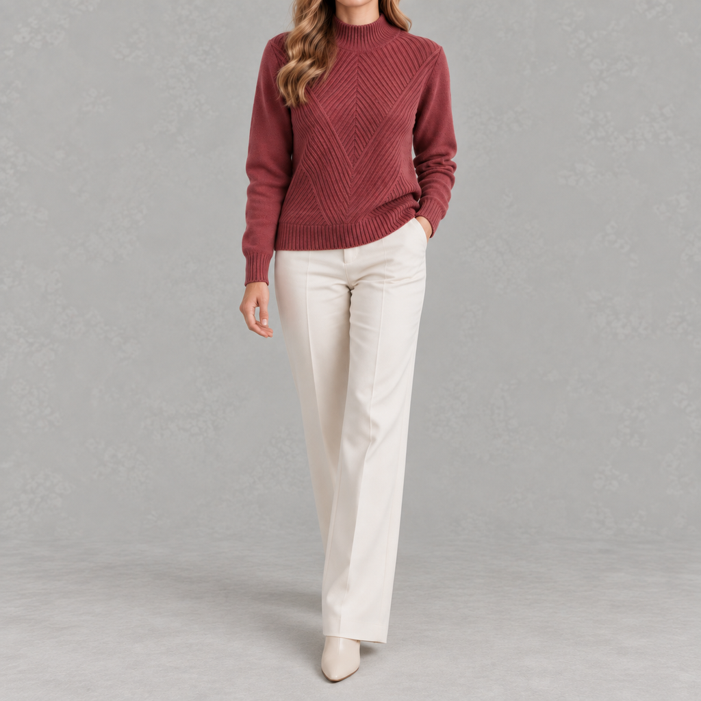 Women’s Jumper – Half Turtleneck Long Sleeve Knitted Jumper