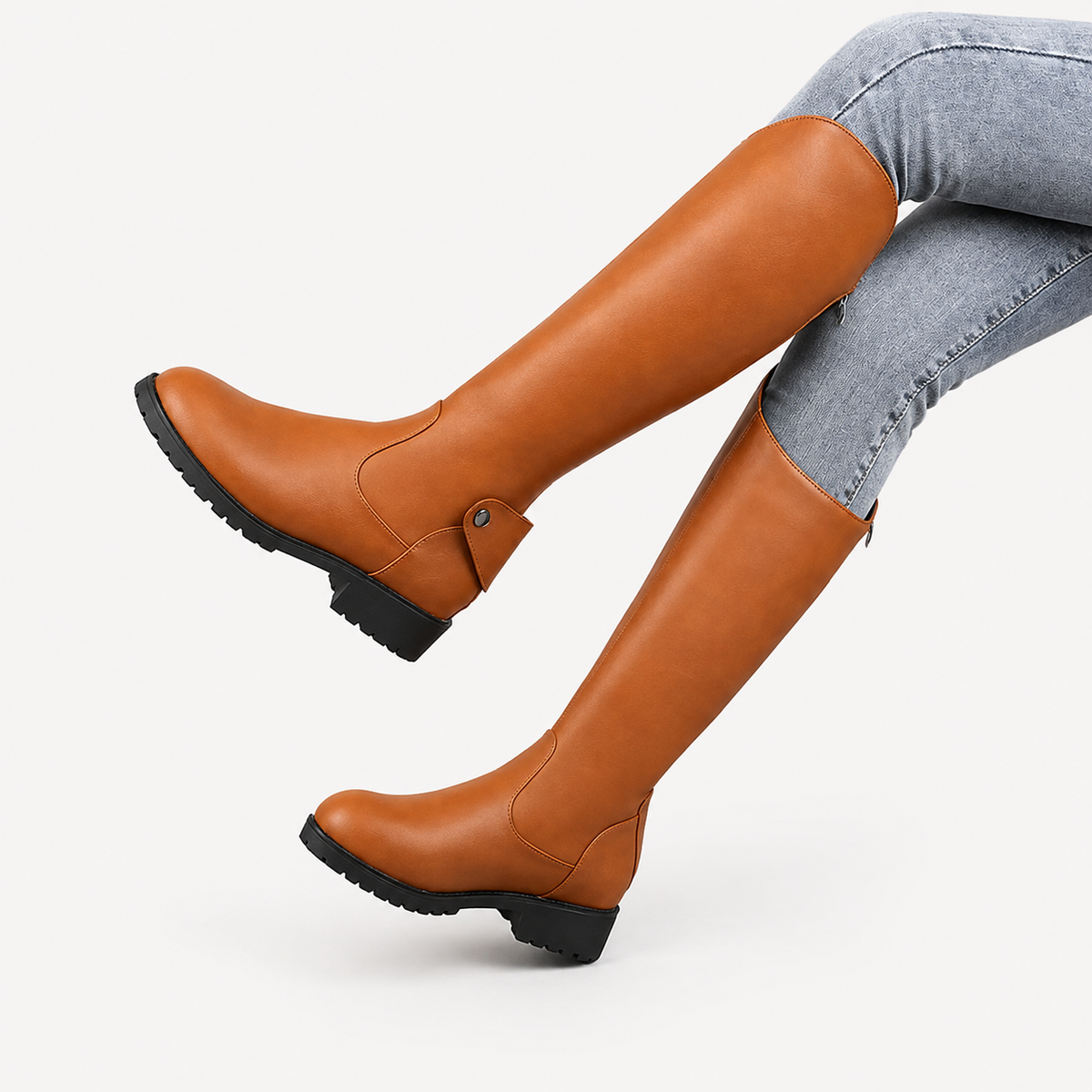 Women’s Knee High Boots – Chunky Heel Knight Boots with Side Zip