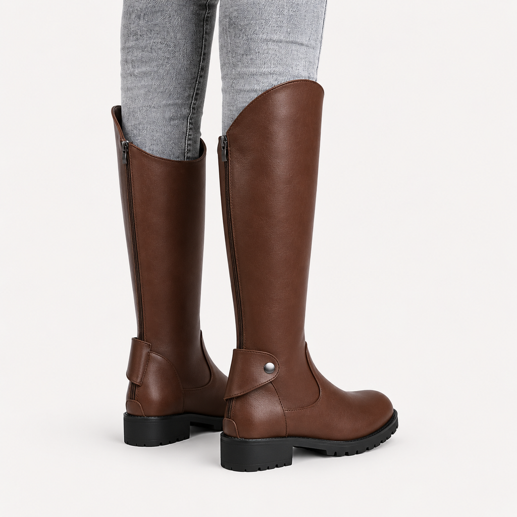 Women’s Knee High Boots – Chunky Heel Knight Boots with Side Zip