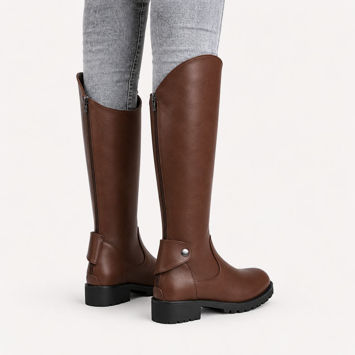 Women’s Knee High Boots – Chunky Heel Knight Boots with Side Zip