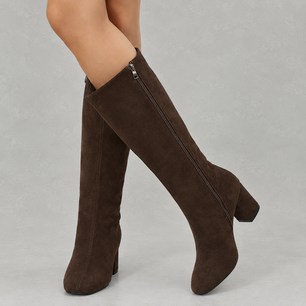Women’s Knee High Boots – Pointed Toe Chunky Heel Long Boots