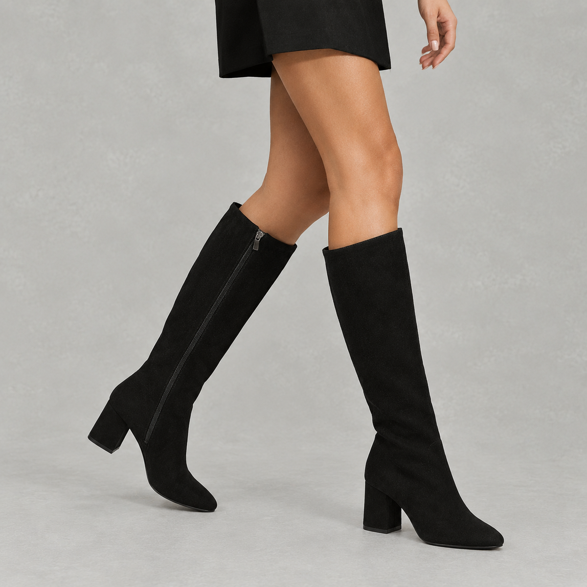 Women’s Knee High Boots – Pointed Toe Chunky Heel Long Boots