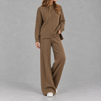 Women’s Knitted Co-Ord Set – Loose Jumper & High Waist Wide Leg Trousers