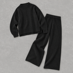 Women’s Knitted Co-Ord Set – Loose Jumper & High Waist Wide Leg Trousers