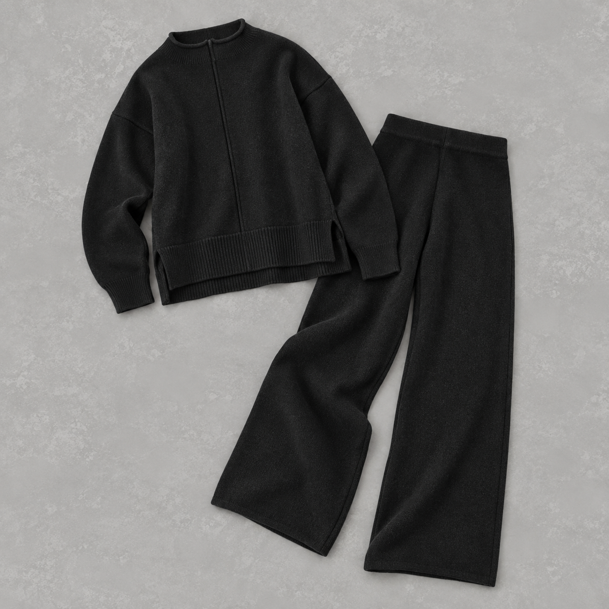 Women’s Knitted Co-Ord Set – Loose Jumper & High Waist Wide Leg Trousers