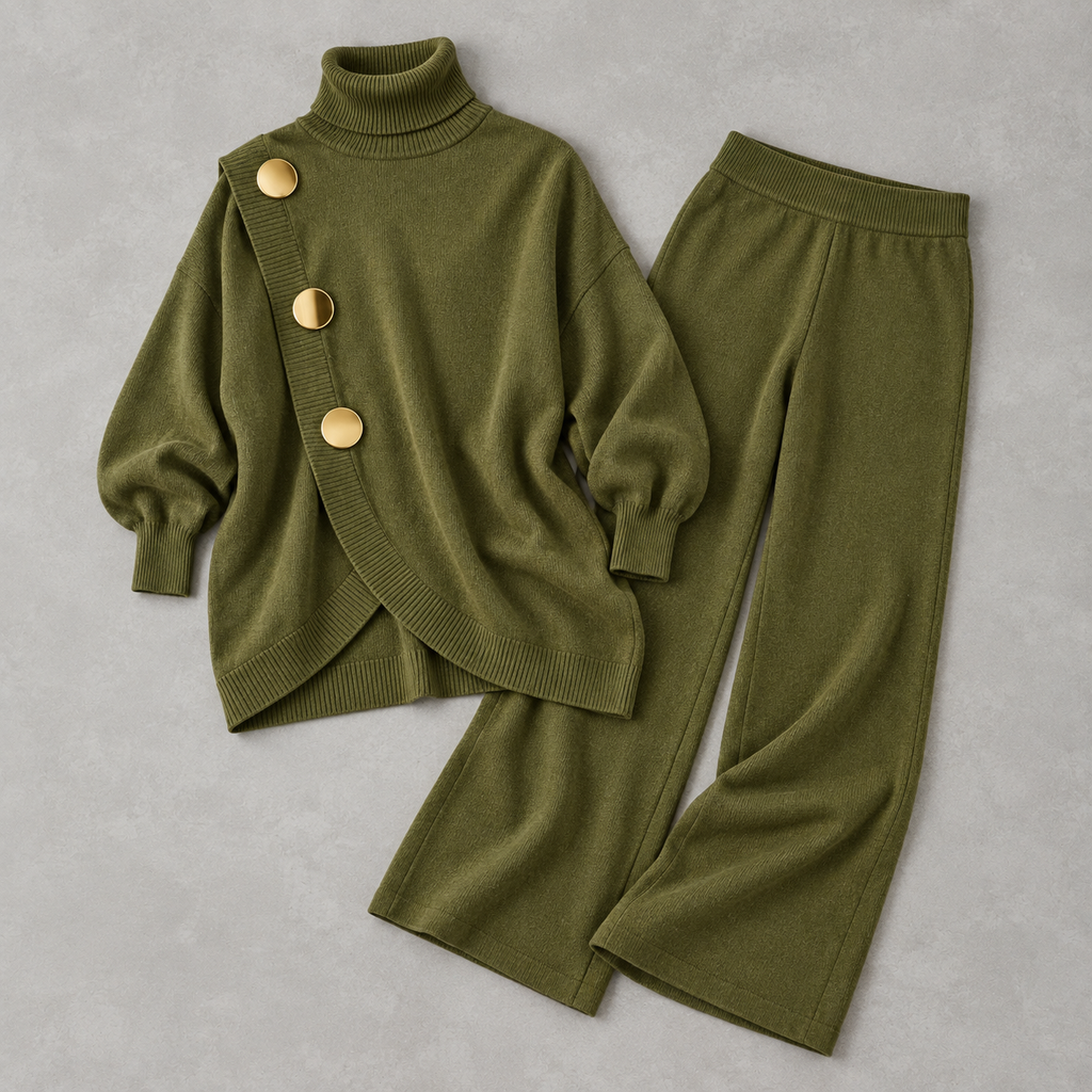 Women’s Knitted Jumper Set – Asymmetric Two-Piece Knitwear Co-Ord