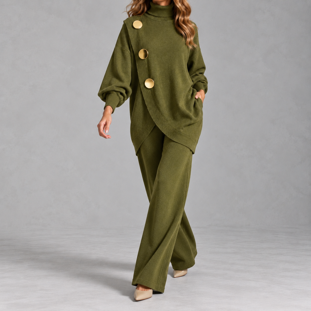 Women’s Knitted Jumper Set – Asymmetric Two-Piece Knitwear Co-Ord