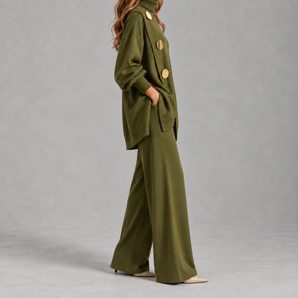 Women’s Knitted Jumper Set – Asymmetric Two-Piece Knitwear Co-Ord