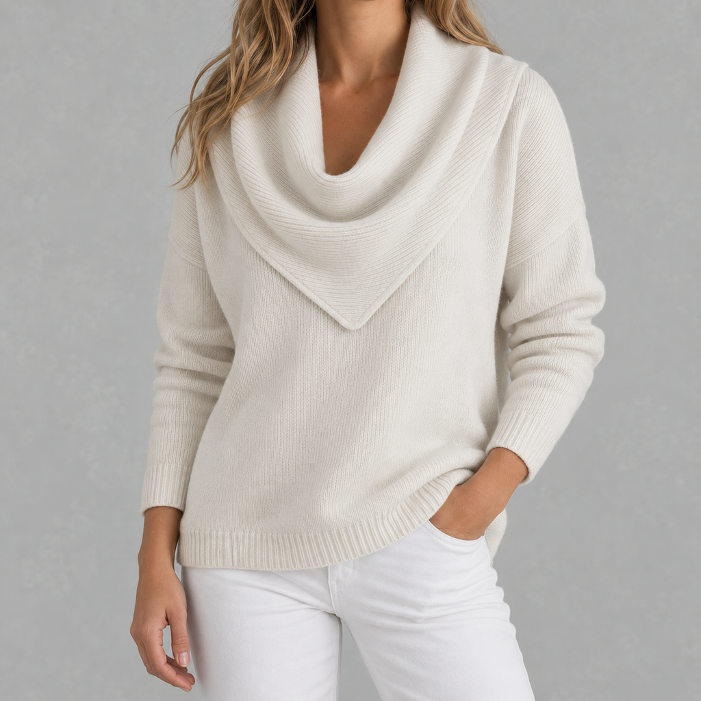 Women’s Knitted Jumper – Solid Colour Long Sleeve Pullover for Autumn & Winter