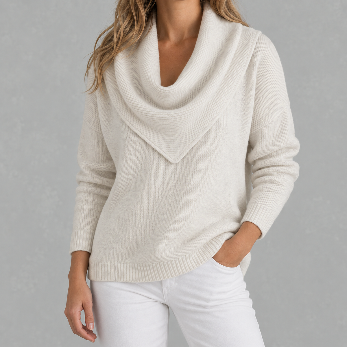 Women’s Knitted Jumper – Solid Colour Long Sleeve Pullover for Autumn & Winter