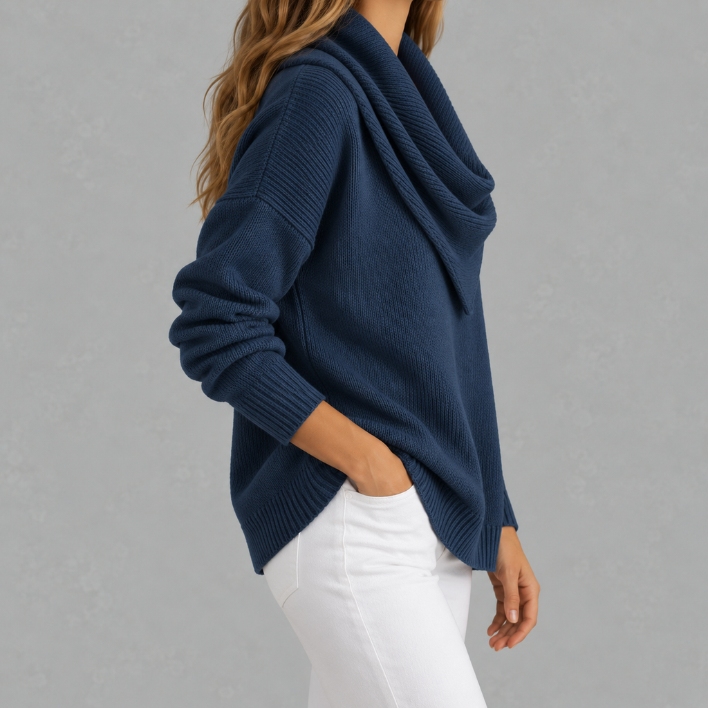 Women’s Knitted Jumper – Solid Colour Long Sleeve Pullover for Autumn & Winter