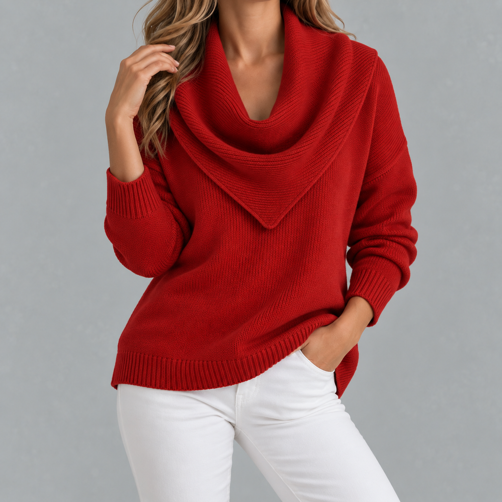 Women’s Knitted Jumper – Solid Colour Long Sleeve Pullover for Autumn & Winter