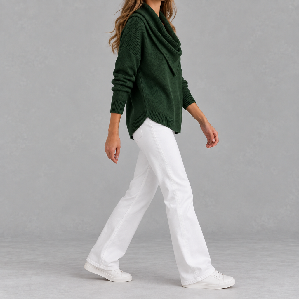 Women’s Knitted Jumper – Solid Colour Long Sleeve Pullover for Autumn & Winter