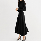 Women’s Knit Dress – Midi Jumper Dress with Long Sleeves