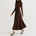 Women’s Knit Dress – Midi Jumper Dress with Long Sleeves