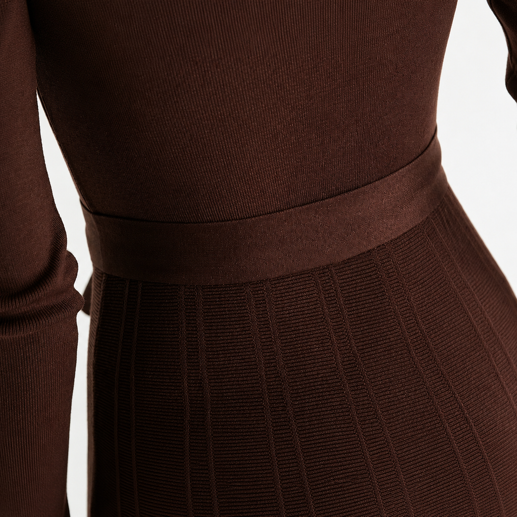 Women’s Knit Dress – Midi Jumper Dress with Long Sleeves