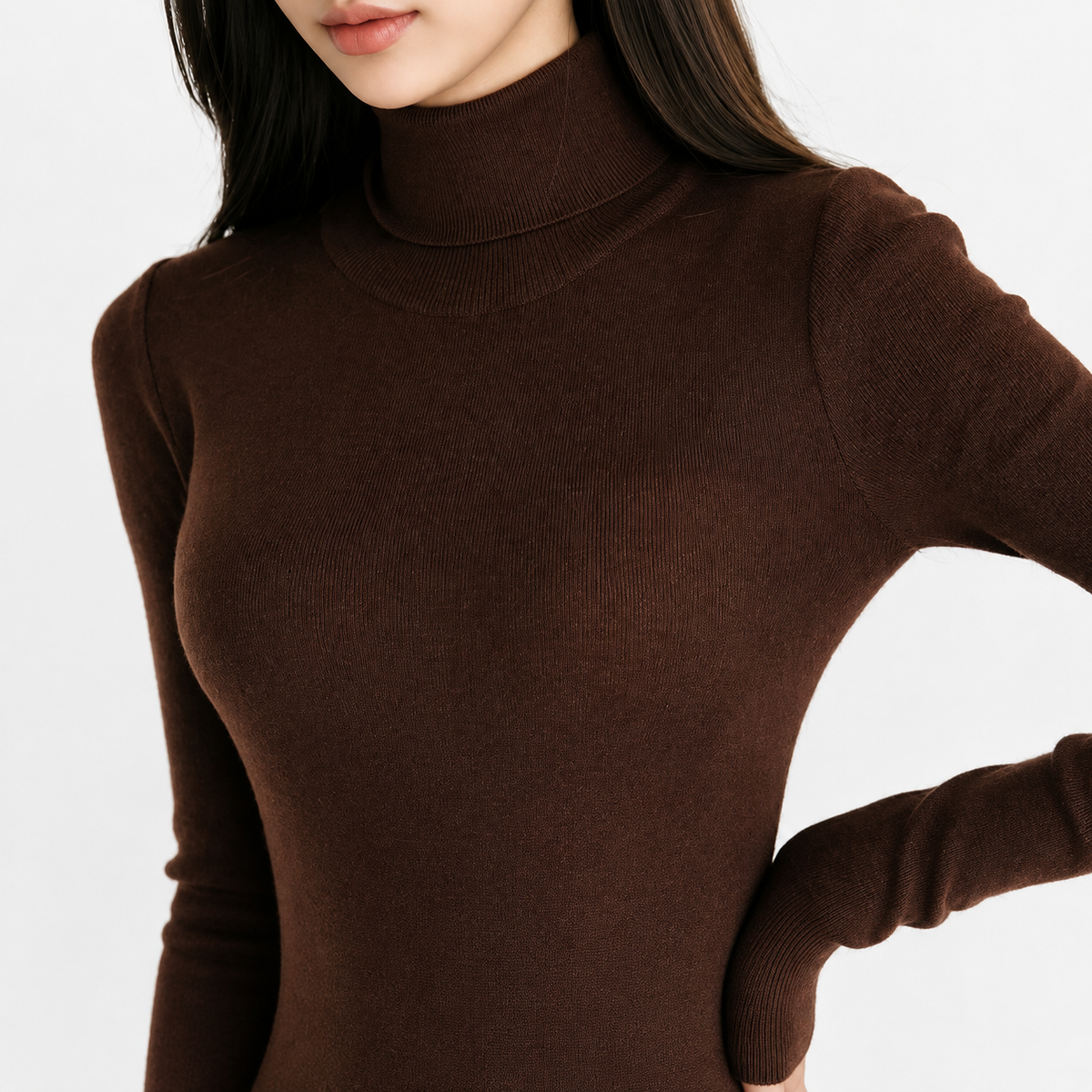 Women’s Knit Dress – Midi Jumper Dress with Long Sleeves