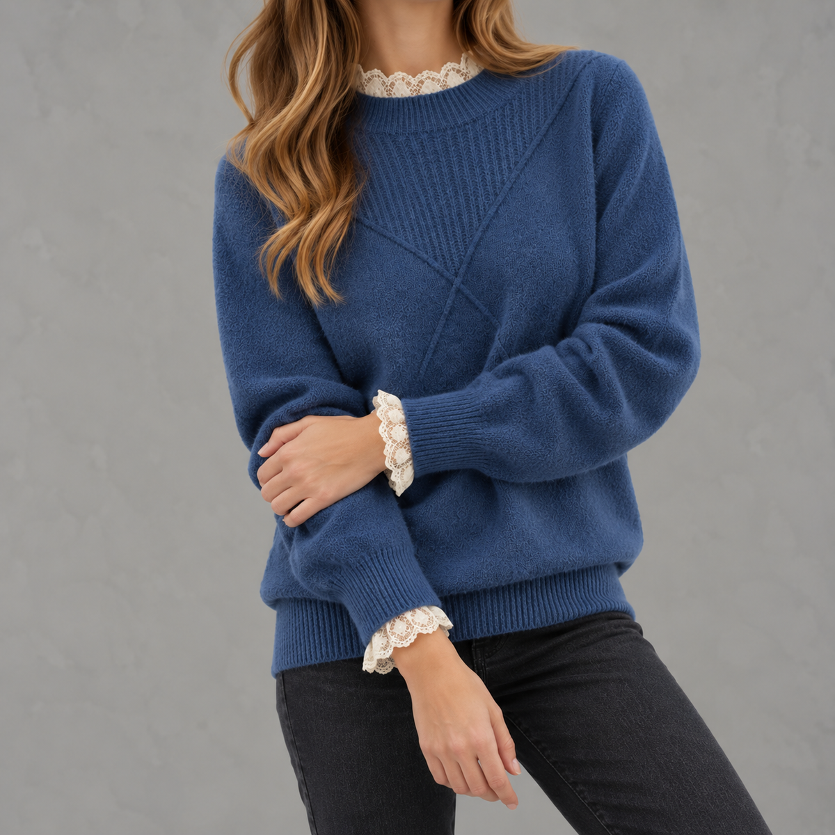 Women’s Lace Top – Half Turtleneck Long Sleeve Bottoming Shirt