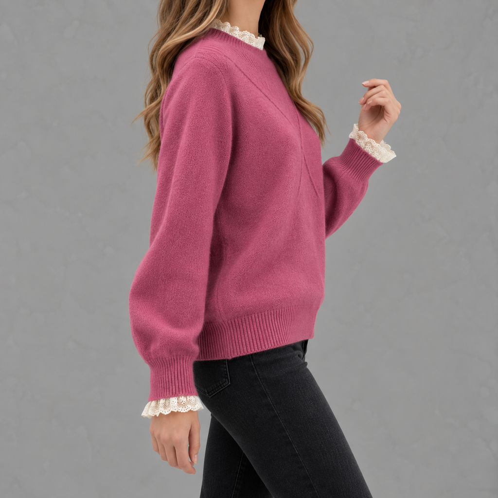Women’s Lace Top – Half Turtleneck Long Sleeve Bottoming Shirt