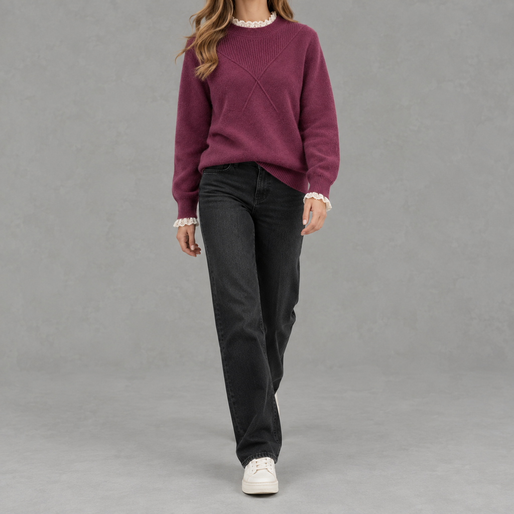 Women’s Lace Top – Half Turtleneck Long Sleeve Bottoming Shirt
