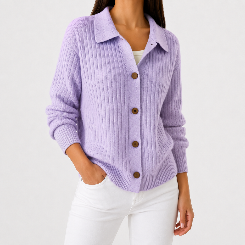 Women’s Knitted Cardigan – Long Sleeve Button Front Jumper