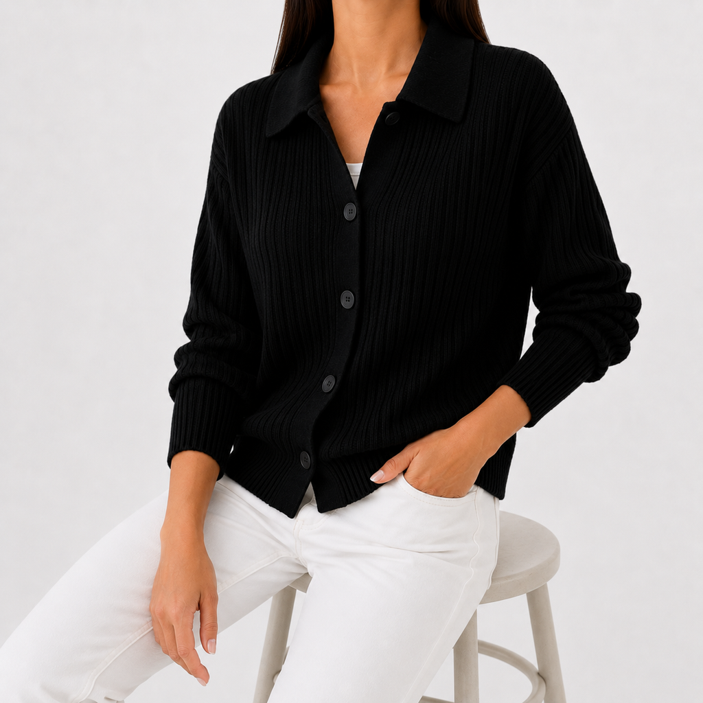Women’s Knitted Cardigan – Long Sleeve Button Front Jumper