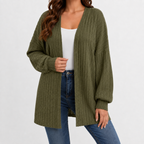 Women’s Cardigan – Long Sleeve Loose Fit Knitted Open Front Jumper